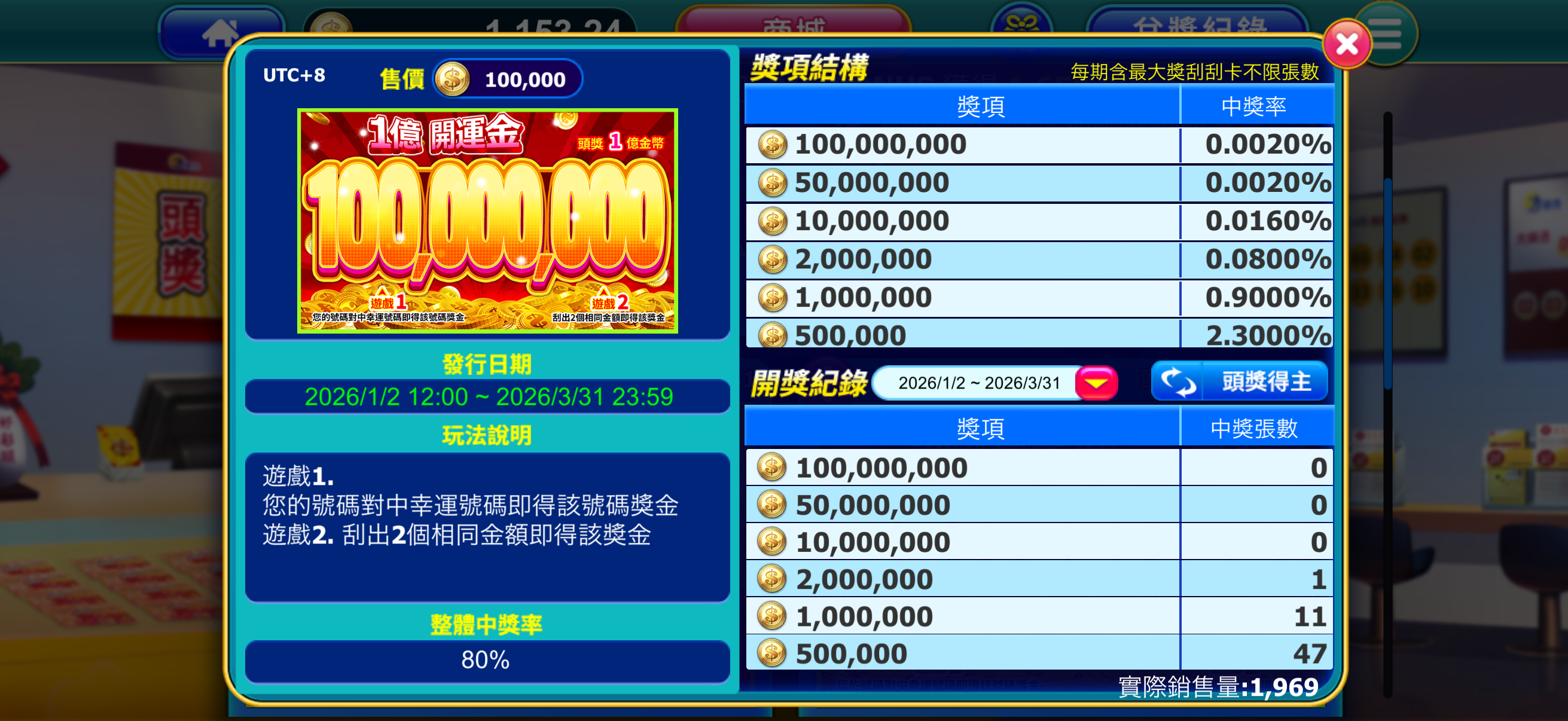 金好運刮刮樂遊戲